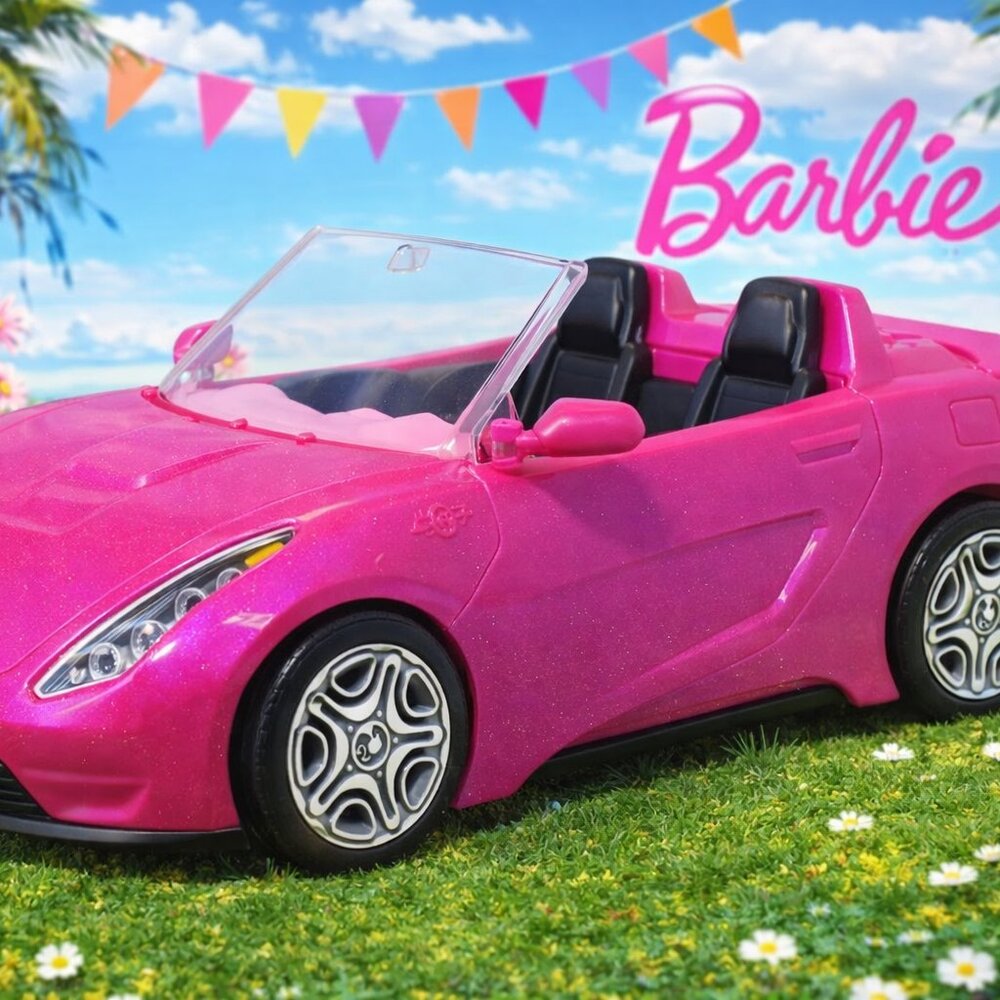 Barbie Glam Convertible Car Pink Shine Two Seats Vehicle Mattel Girls